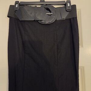 Candie's Black Pencil Skirt with Wide Patent Belt